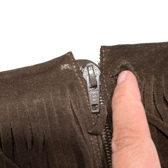 Vintage Boho Boots Size Narrow 36 (5.5/6) Brown Fringe Leather Suede Boots *flaw - Picture 9 of 16